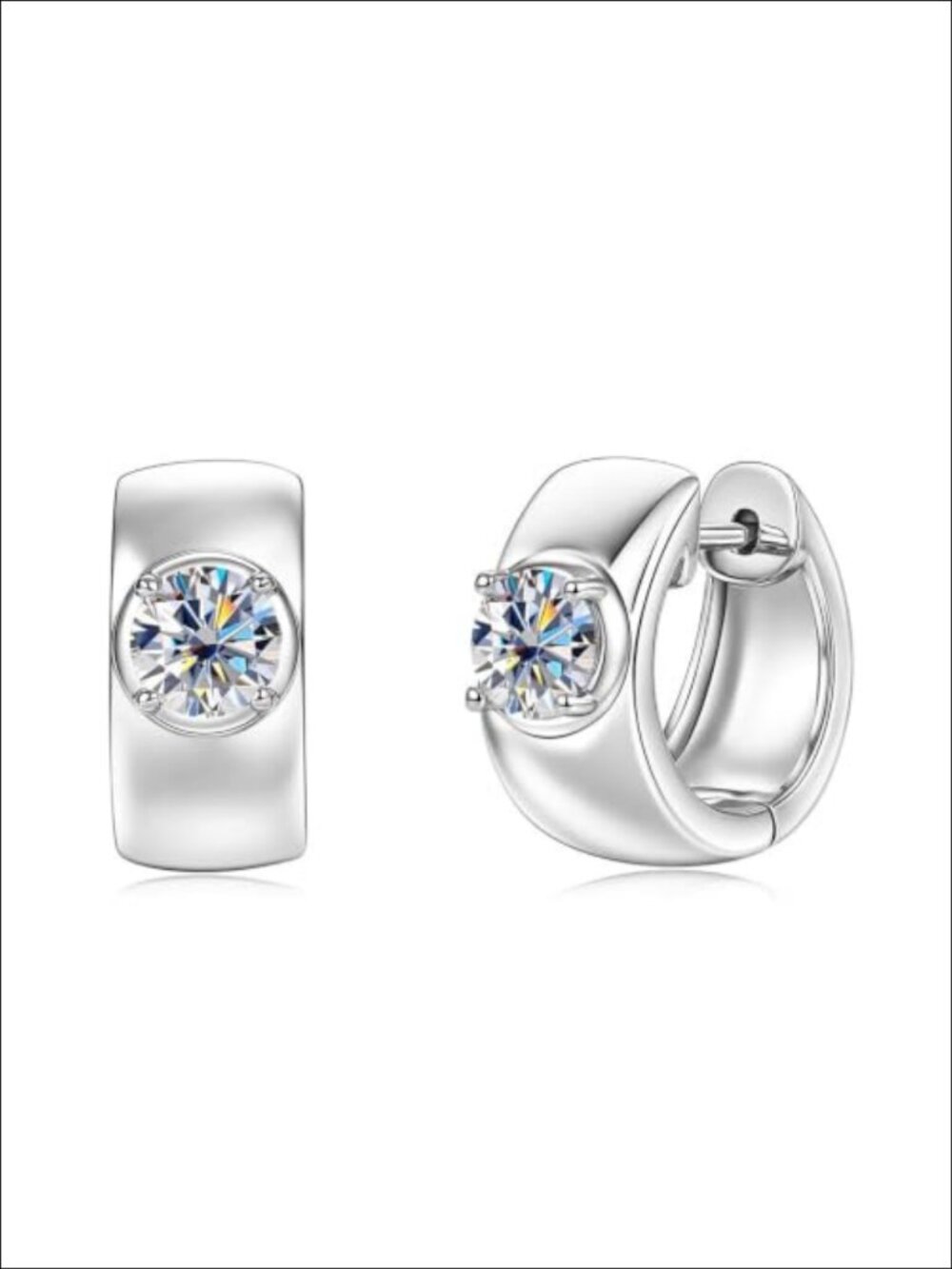 Moissanite Chunky Gold Plated Huggie Hoop Earrings for Women